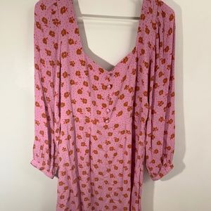 Billabong Pink Bell Sleeve floral sundress size large